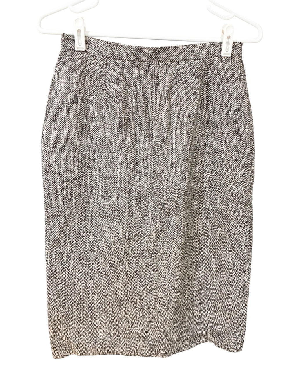 Christian Dior Vintage Women’s A-Line Midi Tweed Gray Skirt Size 8